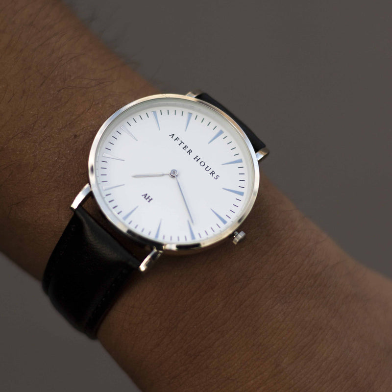 Classic Leather Watch | Black/Silver