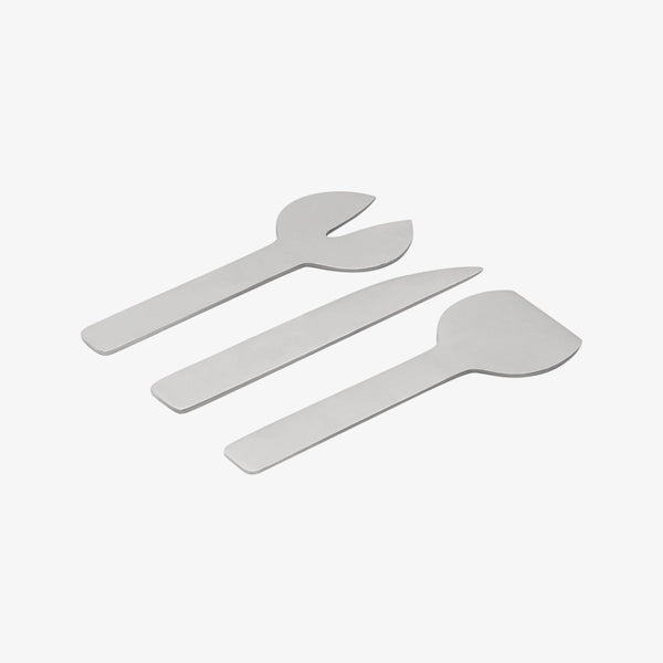 Geo 3-Piece Cheese Set | Brushed Nickel Cheese Knives Behr & Co 
