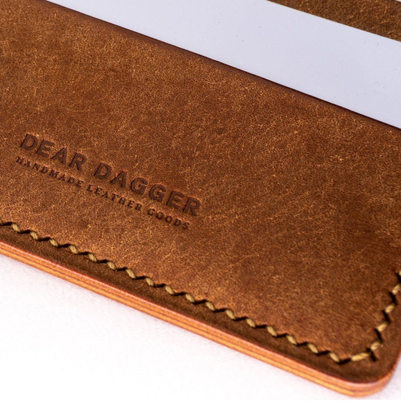 The Archer | Cognac and Gold Thread Card Holder Dear Dagger 