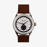 The Rambler | White and Brown Leather Watches Patina Watch Company 